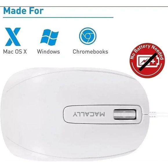 Macally USB Mouse Wired MAC Or Pc 3 Buttons Scroll Wheel MKMOUSE 1000 DPI Sensor - Picture 5 of 10